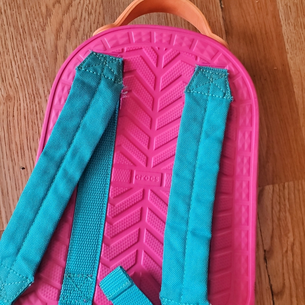 CROCS Pink Backpack with Blue Straps - Picture 4 of 9